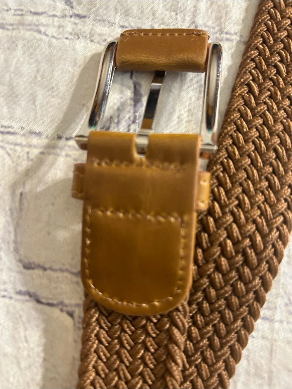 PEBBLE BEACH GENUINE LEATHER CANVAS SIZE 38 CARMEL BROWN STRETCH BELTS